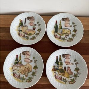 Philippe Deshoulieres Limoges Wine & Cheese Plates Frances Set of 4